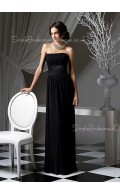 Sleeveless Strapless Black Floor-length Bridesmaid Dress