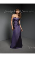 Floor-length Dark-Navy Strapless Ruffles Natural Bridesmaid Dress