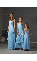 Light-Sky-Blue Floor-length Spaghetti-Straps Lace-up Chiffon Bridesmaid Dress