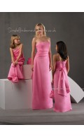 Strapless Ruffles/Sash Sleeveless Satin A-line Bridesmaid Dress