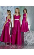 Fuchsia Zipper Satin Empire Sleeveless Bridesmaid Dress
