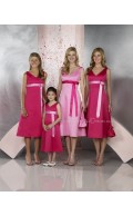 A-line Sleeveless Sash V-neck Satin Bridesmaid Dress