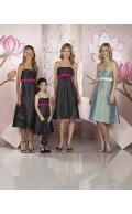Black Sleeveless Ruffles/Sash Empire Taffeta Bridesmaid Dress