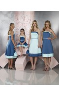 Natural Blue Knee-length Strapless A-line Bridesmaid Dress