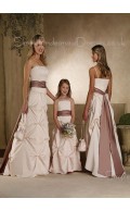 A-line Ruffles/Sash Satin Natural Ivory Bridesmaid Dress