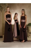 Natural A-line Floor-length Spaghetti-Straps Satin Bridesmaid Dress