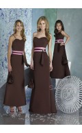 Natural Chocolate Zipper Sleeveless Floor-length Bridesmaid Dress