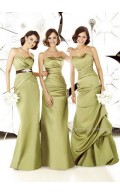 Sleeveless Zipper Sweetheart Floor-length Satin Bridesmaid Dress