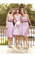 Sweetheart Lilac Tea-length A-line Natural Bridesmaid Dress
