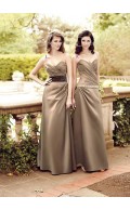 Brown Natural Sweetheart Satin A-line Bridesmaid Dress