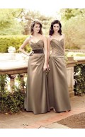 Brown Natural Sweetheart Satin A-line Bridesmaid Dress