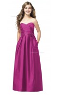 Sweetheart Floor-length A-line Strapless Satin Junior Bridesmaid Dresses