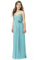 Sweetheart Floor-length Strapless Chiffon Blue Junior Bridesmaid Dresses