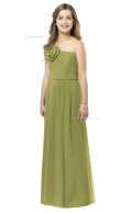 Straps Spaghetti Green Chiffon Strapless Junior Bridesmaid Dresses