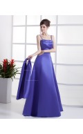 Sleeveless Spaghetti-Straps Zipper Satin Floor-length A-line Natural Regency Beading Bridesmaid Dress