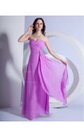 Chiffon Floor-length Zipper Sleeveless Ruffles/Draped/Beading A-line Lilac Sweetheart Natural Bridesmaid Dress