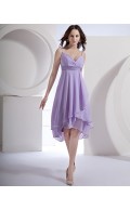 Zipper Empire A-line Sleeveless Lilac Asymmetrical Spaghetti-Straps Ruffles/Draped/Sash Chiffon Bridesmaid Dress