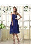 Knee-length Zipper A-line Natural Sleeveless Royal-Blue Sweetheart Chiffon Ruffles Bridesmaid Dress