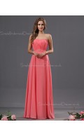 A-line Ruffles/Draped Zipper Chiffon Watermelon Sweetheart Natural Floor-length Sleeveless Bridesmaid Dress