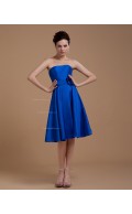 A-line Taffeta Natural Zipper Sleeveless Floor-length Royal-Blue Strapless Ruffles/Flowers Bridesmaid Dress