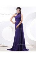 A-line Chiffon Zipper Regency Sleeveless Natural Ruffles/Draped One-Shoulder Floor-length Bridesmaid Dress