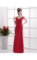Natural V-neck Ruffles Lace Sleeveless Taffeta Red Sheath Up Floor-length Bridesmaid Dress