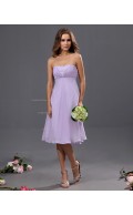 Sweetheart Knee-length Lilac Ruffles/Beading Natural Chiffon Sleeveless A-line Zipper Bridesmaid Dress