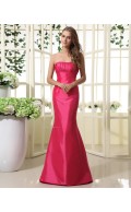 Mermaid Fuchisa Floor-length Zipper Natural Sleeveless Strapless Taffeta Ruffles Bridesmaid Dress