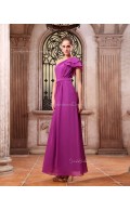 Natural Fuchisa Zipper Sleeveless Floor-length Chiffon Ruffles/Tiered/Draped One-Shoulder A-line Bridesmaid Dress