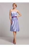 Sleeveless Sweetheart Satin Zipper Empire Lavender Ruffles/Sash A-line Knee-length Bridesmaid Dress
