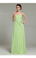 Ruffles/Sash/Bow Strapless Floor-length Sage Chiffon Sleeveless A-line Natural Zipper Bridesmaid Dress