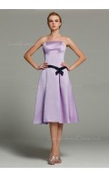 Sleeveless Satin A-line Lilac Zipper Dropped Strapless Ruffles/Sash/Bow Floor-length Bridesmaid Dress