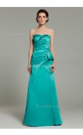 Elastic-Satin Sleeveless Sweetheart Natural Zipper A-line Ruffles/Applique/Beading/Bow Floor-length Hunter-Green Bridesmaid Dress