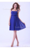 Ruffles/Tiered Zipper Natural A-line Royal-Blue Chiffon Straps Sleeveless Knee-length Bridesmaid Dress