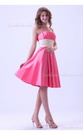 A-line Knee-length Sleeveless Zipper Sweetheart Taffeta Watermelon Natural Ruffles/Sash Bridesmaid Dress