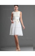 Best White knee length Bridesmaid Dress SBMD-E-1001
