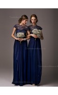 Luxury Stylish Lace Navy Floor Length Bridesmaid dresses