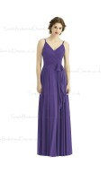 Amazing Regebcy Chiffon Long V neck Spaghetti Straps Zipper back Bridesmaid Dress