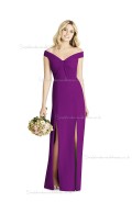 Fashion Regency Purple Chiffon off the shoulder Floor Length Bridesmaid Dress