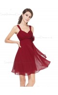 Budget Romantica Burgundy A  Line Chiffon Short (Knee Length) Chiffon Bridesmaid dress / Cocktail Dress