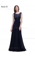 Cheap Amazing Navy Lace Floor-length Chiffon Bridesmaid Dress