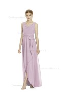 Budget Long Suede Rose Naturl Waist Chiffon Beteau Sleeveless Bridesmaid Dress