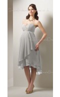 A-line Chiffon V-neck Asymmetrical Champagne Sleeveless Zipper Drop Maternity Bridesmaid Dresses