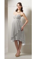 A-line Chiffon V-neck Asymmetrical Champagne Sleeveless Zipper Drop Maternity Bridesmaid Dresses