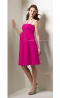 A-line Draped,  Ruffles Chiffon Spaghetti straps Knee-length Red Sleeveless Zipper Natural Maternity Bridesmaid Dresses