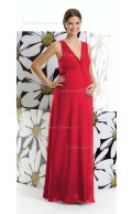 A-line  Draped , Ruffles Chiffon V-neck Floor-length Red Short Sleeve Zipper Natural Maternity Bridesmaid Dresses