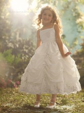 Ivory Ankle Taffeta Length Lace / Beading Ball Gown Bateau Sleeveless Flower Girl Dress