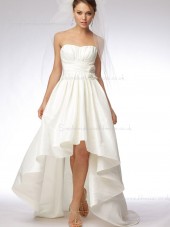 Sleeveless Sweep Hand Ivory Flower Bateau A-line Made Taffeta Wedding Dress