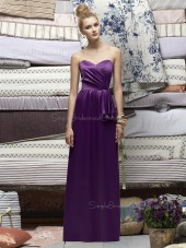 Column-Sheath Ruched Natural Floor-length Sleeveless Backless Sweetheart Grape Satin Bridesmaid Dress