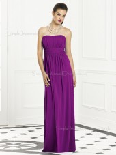 Column-Sheath Bateau Purple Sash-Ruched-Ruffles Empire Backless-Zipper-Back Sleeveless Floor-length Chiffon Bridesmaid Dress